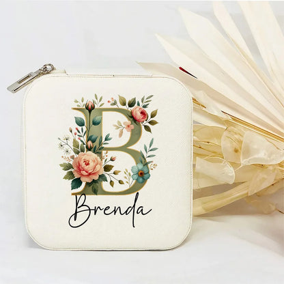 Personalised Initial Letter Jewellery Box | Portable Zipper Travel Jewellery Case | Custom Gift for Girls, Bridesmaids & Birthdays!