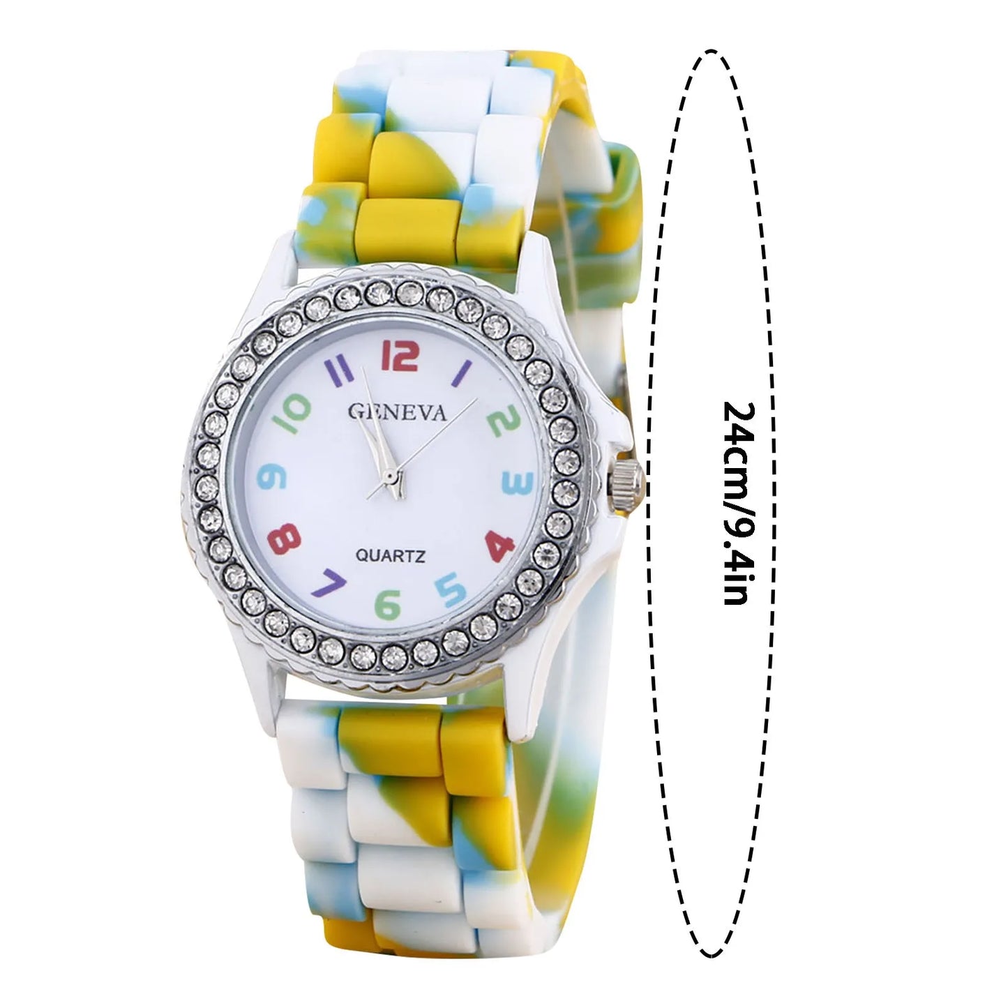 Girls’ Camouflage Bling Quartz Watch| Cool Casual Silicone Wristwatch for Teens & Kids