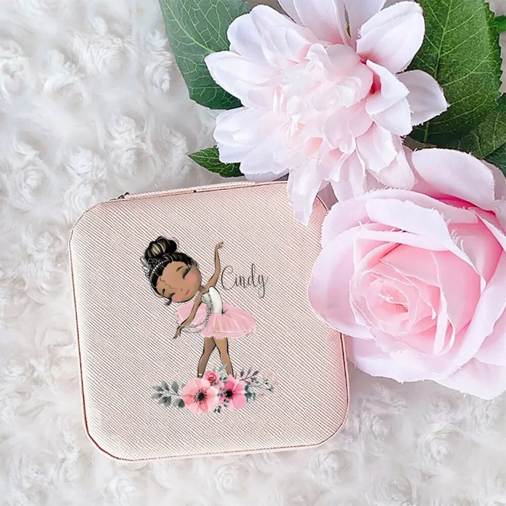 🩰 Handmade Personalized Ballerina Jewellery Travel Case. Custom Name Jewellery Organizer | Portable Storage Box | Perfect Birthday Gift for Girls