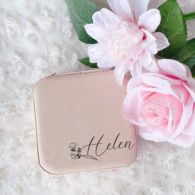 Personalised Square Jewellery Box | Travel Jewellery Case & Organiser | Custom Bridesmaid, Birthday & Mother’s Day Gift!