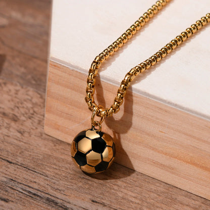Solid Stainless Steel 3D Football Pendant Necklace for Boys | Soccer Sports Jewellery Birthday Gift!