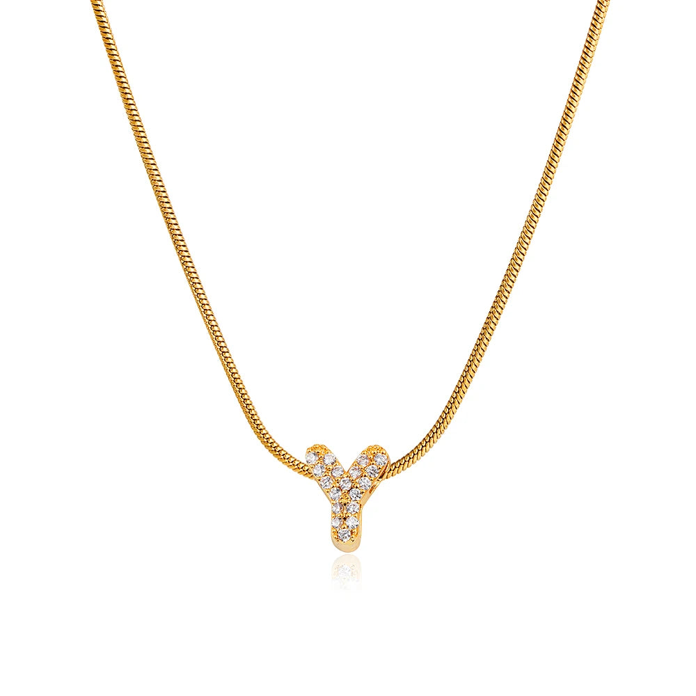 Small Initial Letter Pendant Necklace | Unisex Zircon Alphabet Necklace Jewellery!