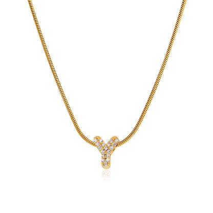 Small Initial Letter Pendant Necklace | Unisex Zircon Alphabet Necklace Jewellery!