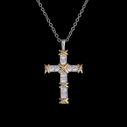 Exquisite Zircon Cross Pendant Necklace - Girls Fashion Temperament Jewelry Gift!