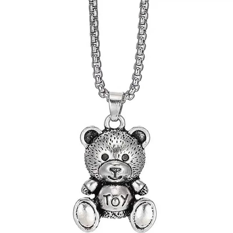 Embrace Playful Style: Cute Rabbit Bear Pendant Necklace! Perfect for Boys and Girls!