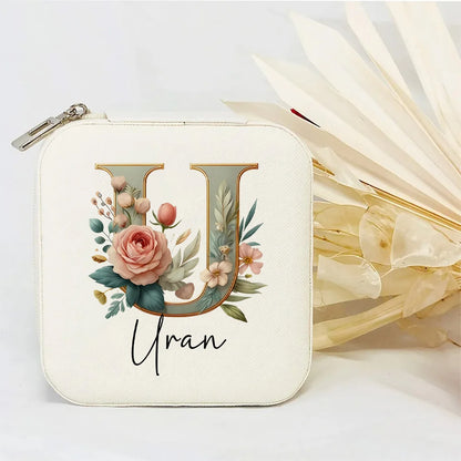 Personalised Initial Letter Jewellery Box | Portable Zipper Travel Jewellery Case | Custom Gift for Girls, Bridesmaids & Birthdays!