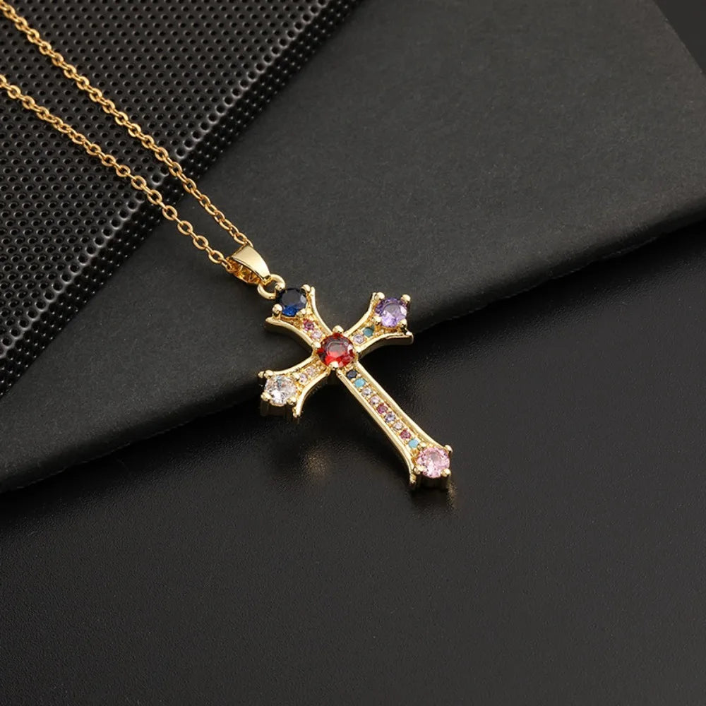 Simple CZ Studded Unisex Cross Necklace – Elegant Everyday Pendant for Boys & Girls | Versatile Sparkling Faith Jewellery Gift!