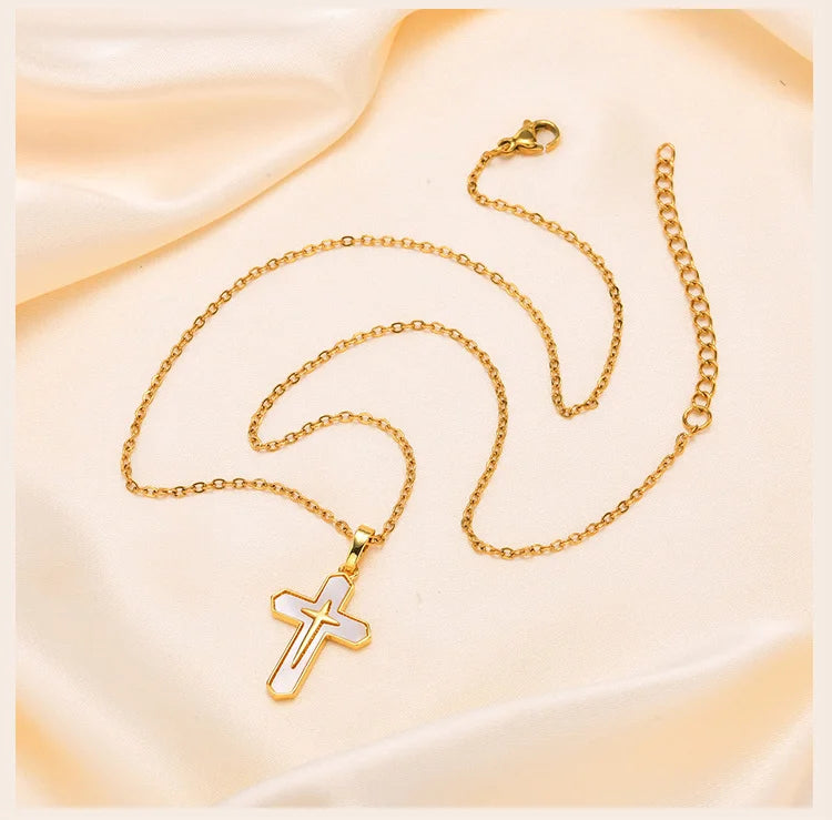 ✨ 14K Gold Plated Cross Pendant Necklace for Girls – Dainty Religious Faith Necklace!
