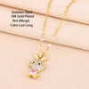 Sparkling 18k Gold Plated CZ Studded Rabbit Pendant Necklace - A Glamorous Delight for Girls, Teens, and Women!