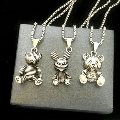 Embrace Playful Style: Cute Rabbit Bear Pendant Necklace! Perfect for Boys and Girls!