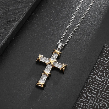 Exquisite Zircon Cross Pendant Necklace - Girls Fashion Temperament Jewelry Gift!