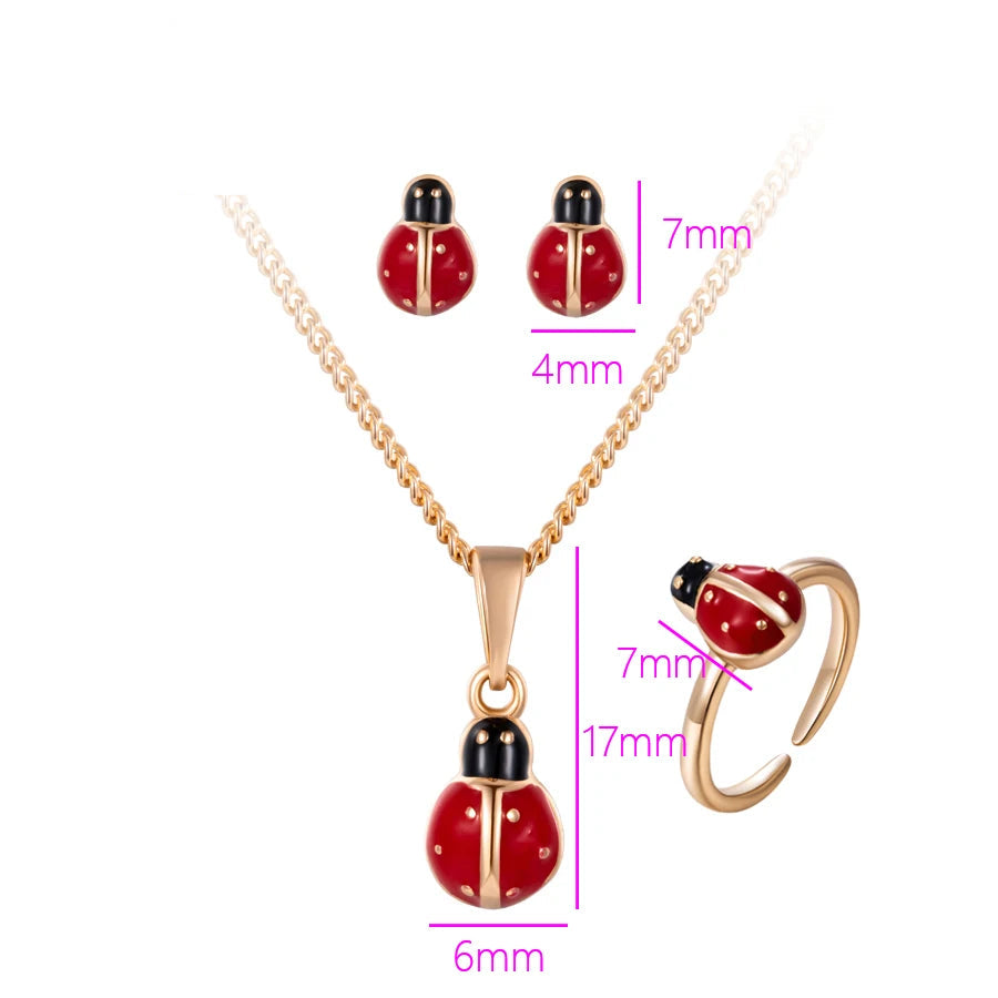 Ladybug Baby Jewellery Set – Earrings, Pendant Necklace & Ring | Adorable Kids Fashion Jewellery Gift for Girls & Toddlers!