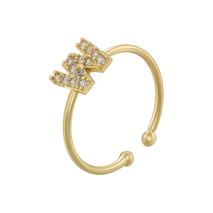 A-Z Initial Letter Zircon Ring for Boys & Girls | Adjustable Gold Alphabet Ring | Unisex Kids & Teen Jewellery Gift!