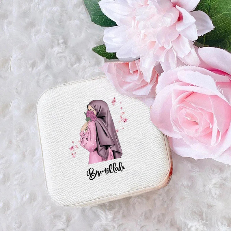 Personalized Hijabi Girl Jewelry Box: Custom Name Travel Storage Case!