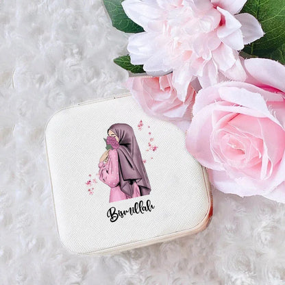 Personalized Hijabi Girl Jewelry Box: Custom Name Travel Storage Case!