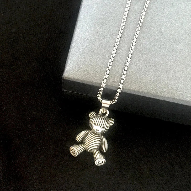 Embrace Playful Style: Cute Rabbit Bear Pendant Necklace! Perfect for Boys and Girls!