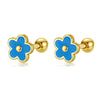 Eternal Bloom: Real 925 Sterling Silver Glaze Flower Screw Back Stud Earrings - Exquisite Jewelry Gift for Girls, Teens, and Women!