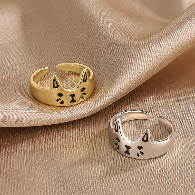 Vintage Cat Open Ring for Teen Girls & Boys | Cute Animal Finger Ring Fashion Jewellery Gift!