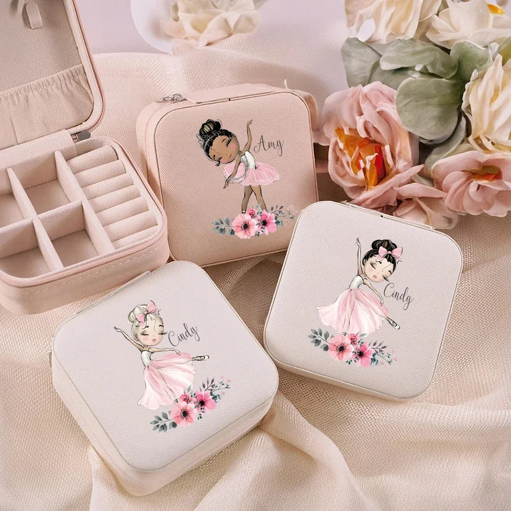 🩰 Handmade Personalized Ballerina Jewellery Travel Case. Custom Name Jewellery Organizer | Portable Storage Box | Perfect Birthday Gift for Girls