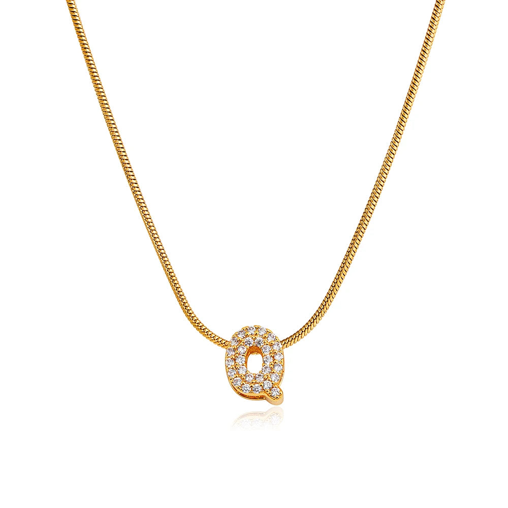 Small Initial Letter Pendant Necklace | Unisex Zircon Alphabet Necklace Jewellery!