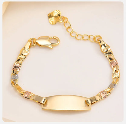 Custom Baby Bracelets for Newborns – Girls & Boys 3-Tone Gold Plated Copper, Anti-Allergy Jewellery Gift!