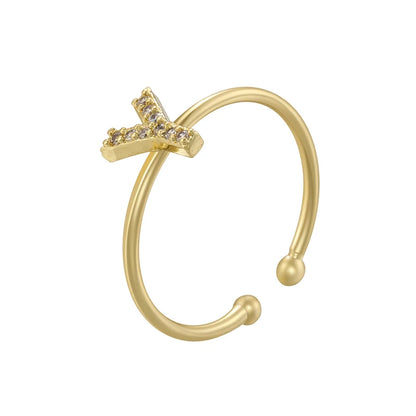 A-Z Initial Letter Zircon Ring for Boys & Girls | Adjustable Gold Alphabet Ring | Unisex Kids & Teen Jewellery Gift!