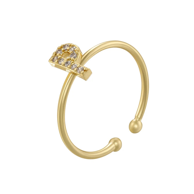 A-Z Initial Letter Zircon Ring for Boys & Girls | Adjustable Gold Alphabet Ring | Unisex Kids & Teen Jewellery Gift!
