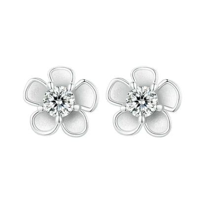 Sakura Moissanite Stud Earrings 🌸 | 925 Sterling Silver VVS1 Lab-Created Diamond – Brilliant Cut, Hypoallergenic Elegance!