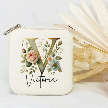 Personalised Initial Letter Jewellery Box | Portable Zipper Travel Jewellery Case | Custom Gift for Girls, Bridesmaids & Birthdays!