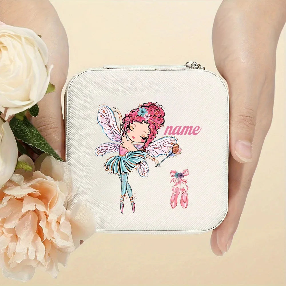 Personalized Girl’s Fairy Leather Jewellery Box – Travel Jewellery Organizer & Ring Case | Kids Birthday Gift!