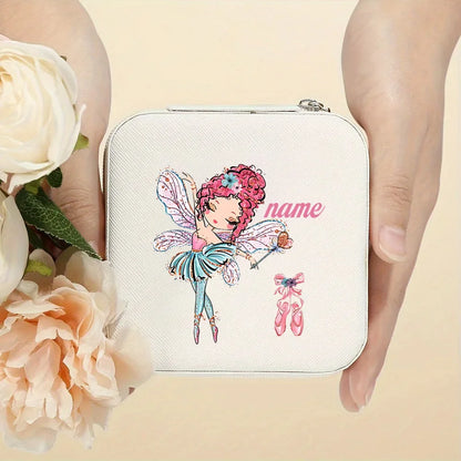Personalized Girl’s Fairy Leather Jewellery Box – Travel Jewellery Organizer & Ring Case | Kids Birthday Gift!