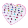 36Pcs/Box Sparkling Princess Girls Crystal Flower Alloy Finger Rings: Perfect Child Jewelry Gift!