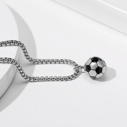Solid Stainless Steel 3D Football Pendant Necklace for Boys | Soccer Sports Jewellery Birthday Gift!