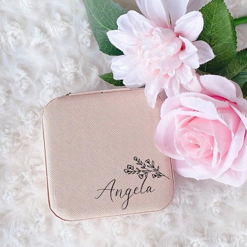 Personalised Square Jewellery Box | Travel Jewellery Case & Organiser | Custom Bridesmaid, Birthday & Mother’s Day Gift!