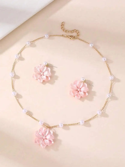 Girls Floral Jewellery Set | 3-Piece Flower Earrings & Pendant Necklace Set | Teen Girls Jewellery Gift.