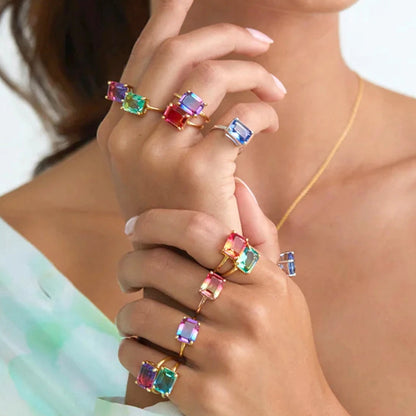 Adjustable Crystal Gold Ring for Teen Girls | Simple Fashion Party Jewellery | Elegant Gift for Girls!