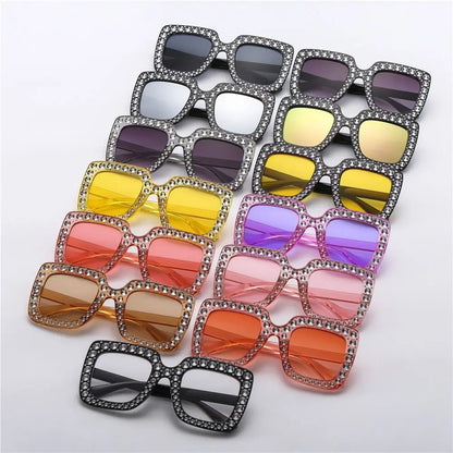 🌈 Sparkling Princess Kids Sunglasses – Oversized Rhinestone Shades with UV400 Protection | Colorful Square Sunglasses for Girls!