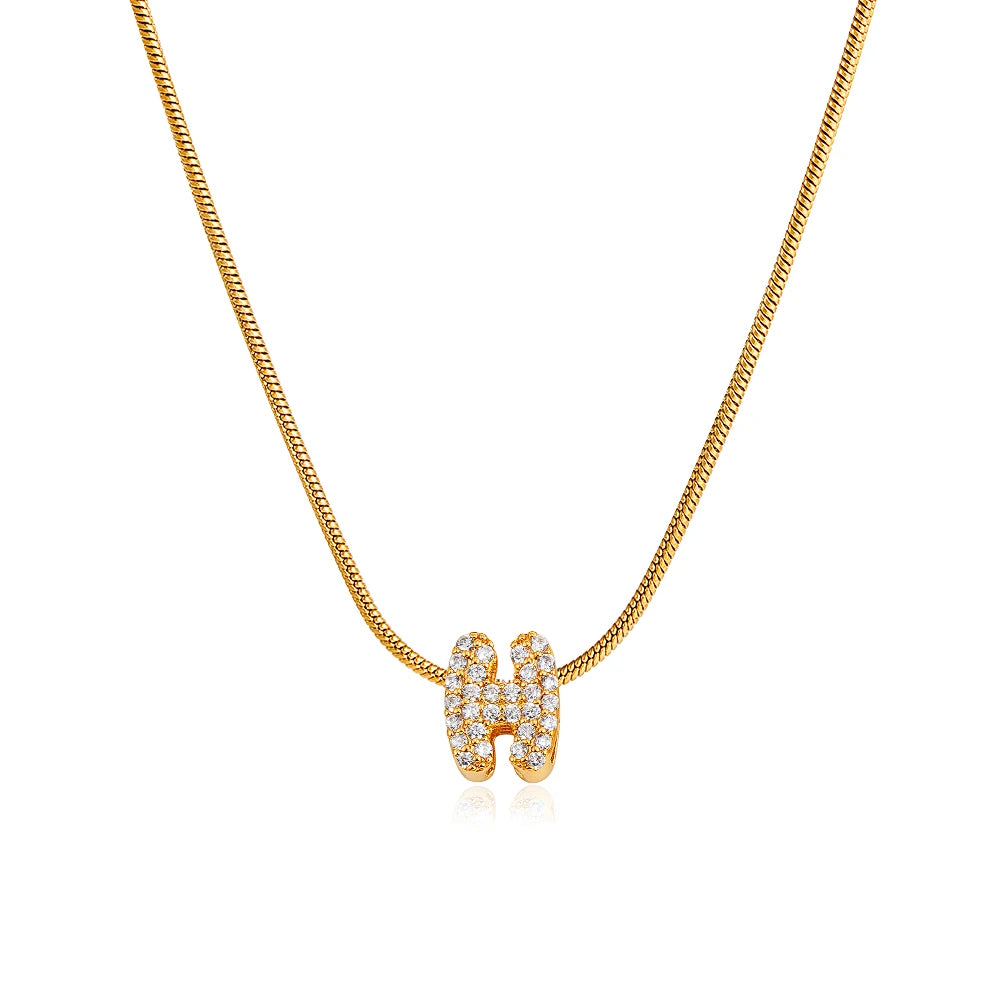 Small Initial Letter Pendant Necklace | Unisex Zircon Alphabet Necklace Jewellery!