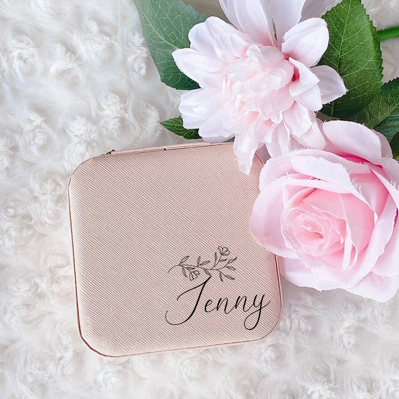 Personalised Square Jewellery Box | Travel Jewellery Case & Organiser | Custom Bridesmaid, Birthday & Mother’s Day Gift!