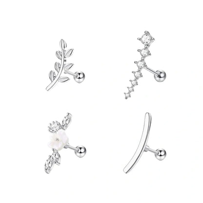 ✨ 4/6/8Pcs Screw Back Stud Earrings – Cubic Zirconia Piercing Jewelry | Hypoallergenic & Secure 💎