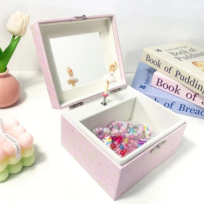 Swan Lake Ballerina Music Jewelry Storage Box – Hand-Cranked Glitter Paper with Mirror & Velvet Lining | Spinning Dancer Gift for Girls!