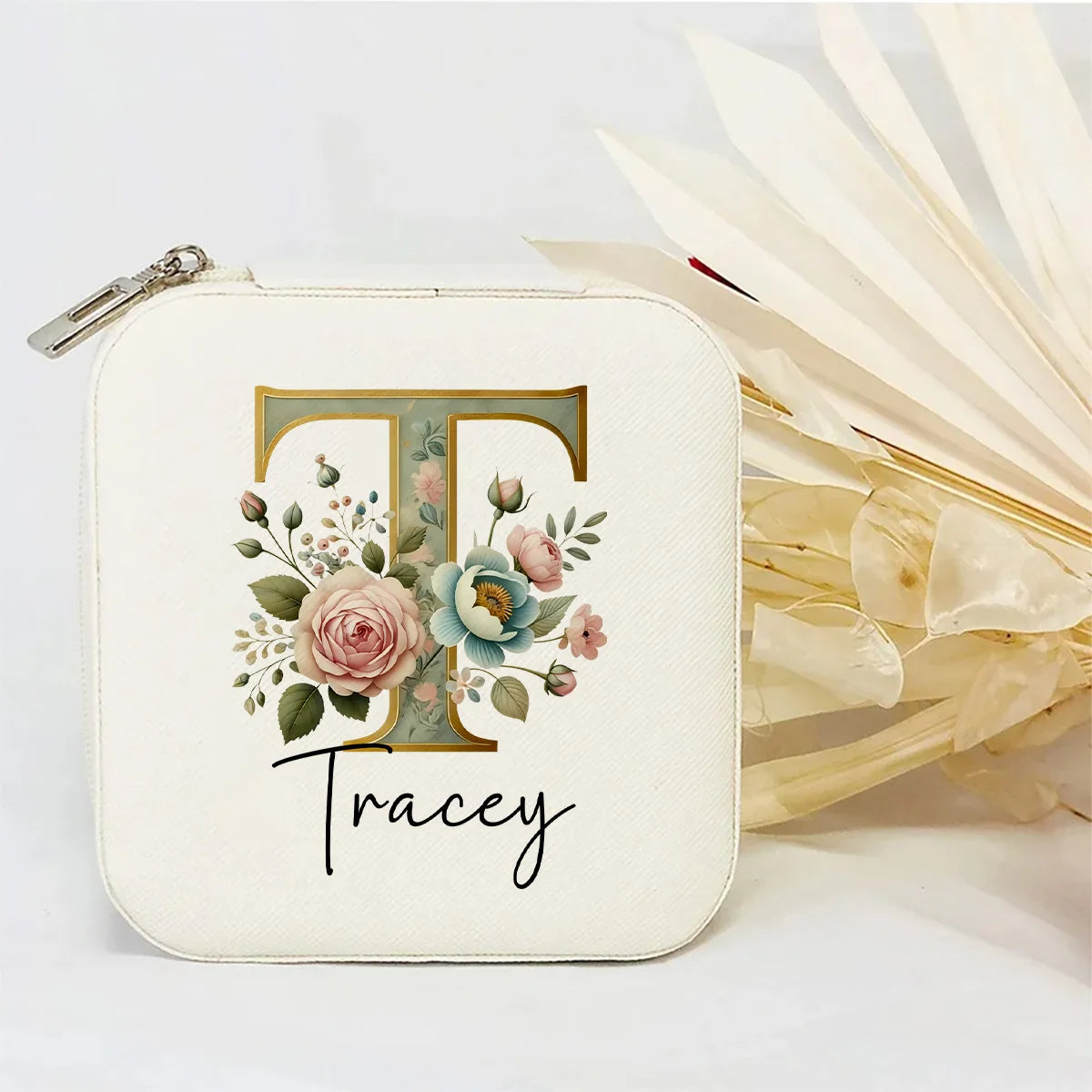 Personalised Initial Letter Jewellery Box | Portable Zipper Travel Jewellery Case | Custom Gift for Girls, Bridesmaids & Birthdays!