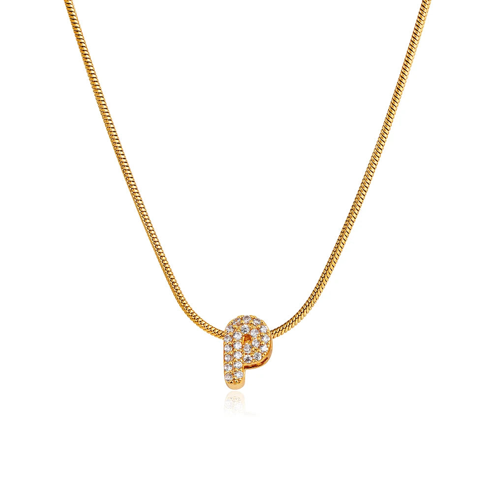 Small Initial Letter Pendant Necklace | Unisex Zircon Alphabet Necklace Jewellery!