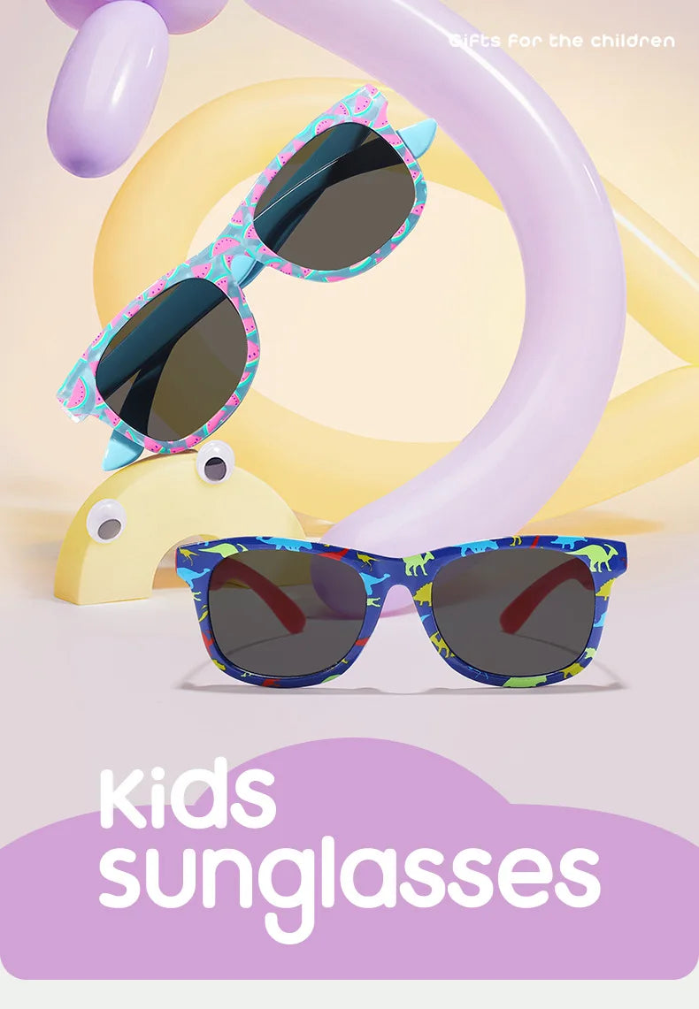 Kids UV400 Dinosaur Sunglasses – Cute Square Shades for Boys & Girls | Summer Outdoor Sun Protection!