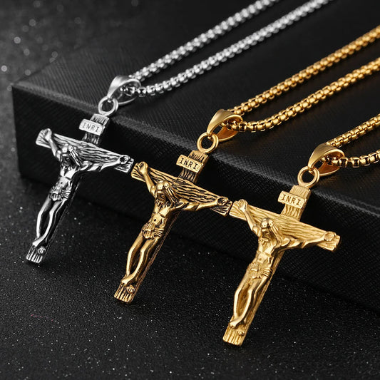 Trendy 18K Gold Plated Crucifix Cross Pendant Necklace for Boys & Girls | Religious Jewellery Gift for Kids