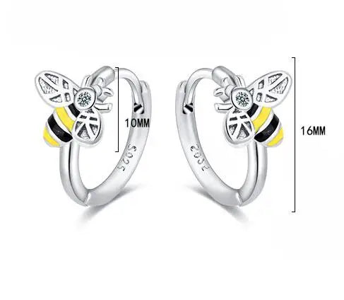 Buzz-Worthy Beauty: 925 Sterling Silver Honey Bee Hoop Earrings for Girls, Teens, and Women!
