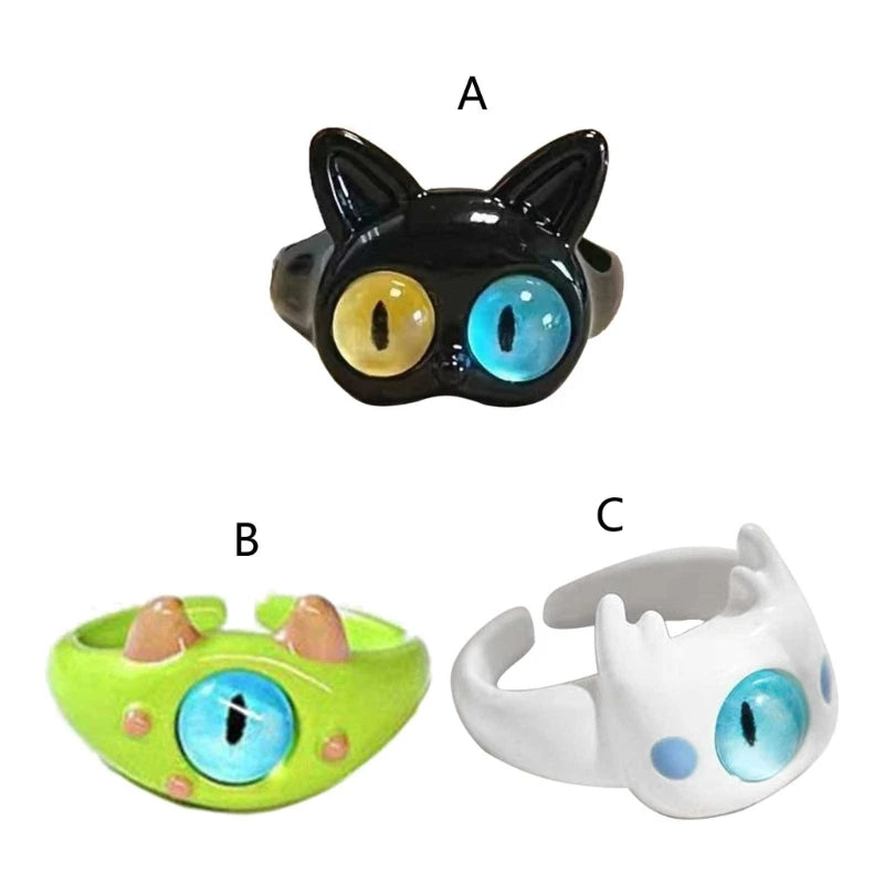 Children’s Lightweight Open Resin Animal Finger Rings – Handmade Cute Cat Ring for Girls, Teens & Women!