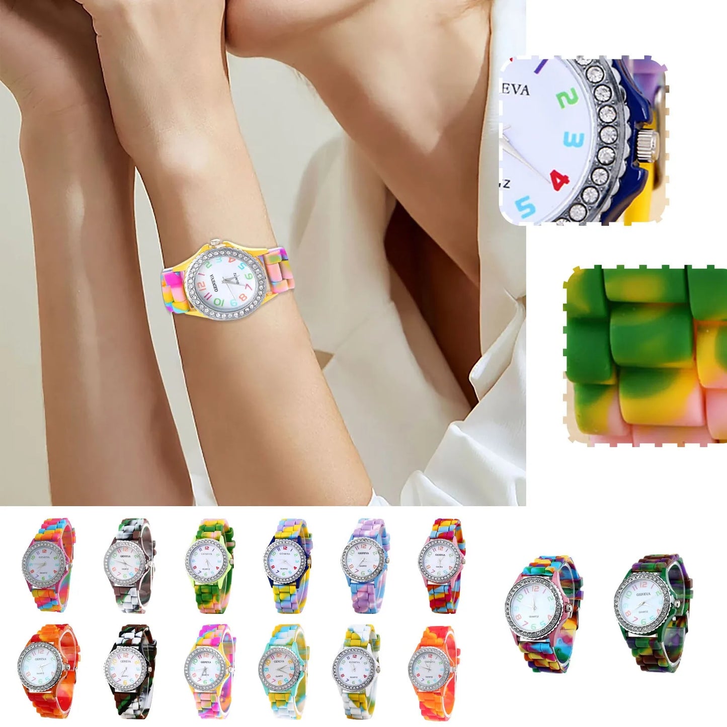Girls’ Camouflage Bling Quartz Watch| Cool Casual Silicone Wristwatch for Teens & Kids