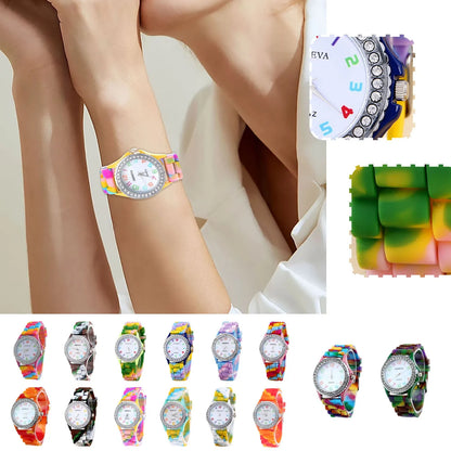 Girls’ Camouflage Bling Quartz Watch| Cool Casual Silicone Wristwatch for Teens & Kids
