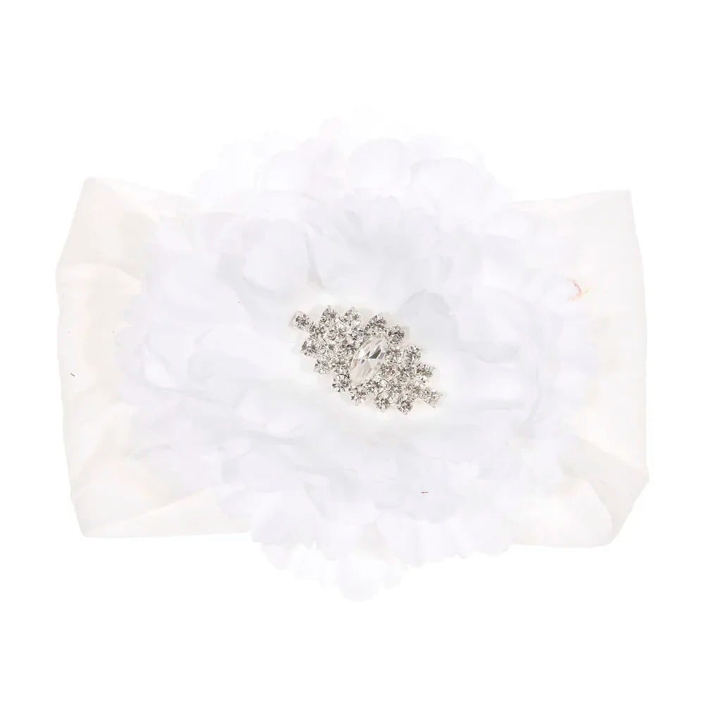 Baby Girls Pearl Flower Lace Headbands | New-born & Toddler Soft Elastic Hair Accessories!